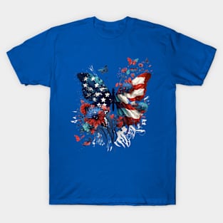 Patriotic Butterfly, 4th of July Design T-Shirt